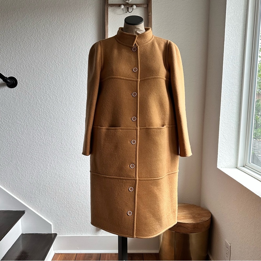 Andre Couregges 100% Wool Reversible Tartan Mid Length Coat NWT sz: Med
